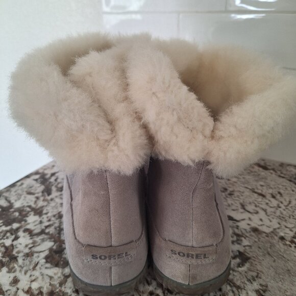 Sorel Women's Boots Size 11 Out N About Bootie Casual Gray Fur Suede Leather - Picture 3 of 7